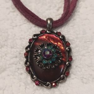 Tibetan Silver Pendant In Art Nouveau Style Choker 1930-1935